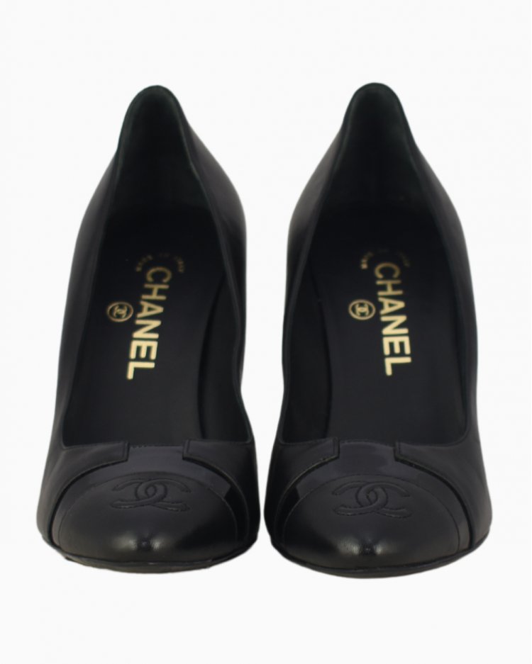 Sapato Chanel Original CC Cap Toe Pumps Preto feminino